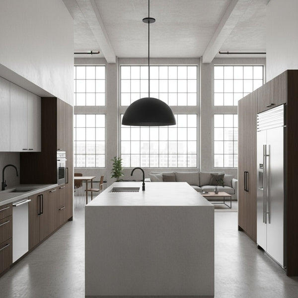 English Elm 24 Inch Matte Black Led Pendant with Etched Glass Diffuser for Dining or Kitchen B370P399378