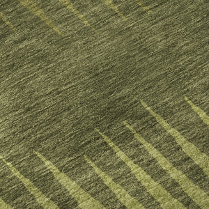 HomeRoots 5' Striped Washable Area Rug in Olive Green, Gray & Fern - UV Protected, Stain Resistant, Durable Design 670401