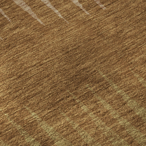 HomeRoots 8' Washable Round Rug in Rust Copper & Beige Stripes - Durable, UV-Protected & Easy Care for Homes 670408