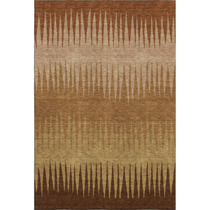 HomeRoots 10' X 14' Striped Washable Area Rug in Rust Copper & Beige – UV Protected, Durable & Stylish Decor! 670411