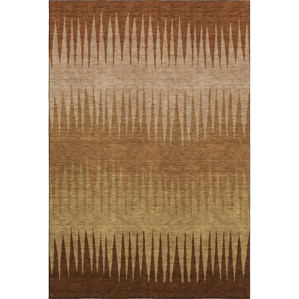 HomeRoots 10' X 14' Striped Washable Area Rug in Rust Copper & Beige – UV Protected, Durable & Stylish Decor! 670411