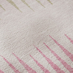 HomeRoots 8' Washable Round Rug with Pink, Chocolate, and Beige Stripes - Durable, UV-Protected, Easy Care 670414