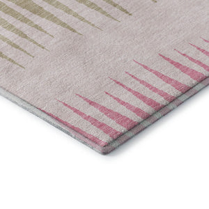 HomeRoots 10' X 14' Pink Chocolate & Beige Striped Area Rug – Washable, UV Protected, Stain Resistant Comfort 670417