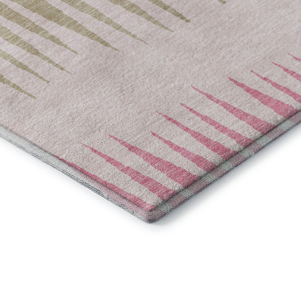 HomeRoots 10' X 14' Pink Chocolate & Beige Striped Area Rug – Washable, UV Protected, Stain Resistant Comfort 670417