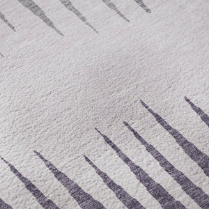 HomeRoots 8' Purple Gray and Lavender Striped Washable Round Rug - Durable, Stain-Resistant, UV Protected Design 670420