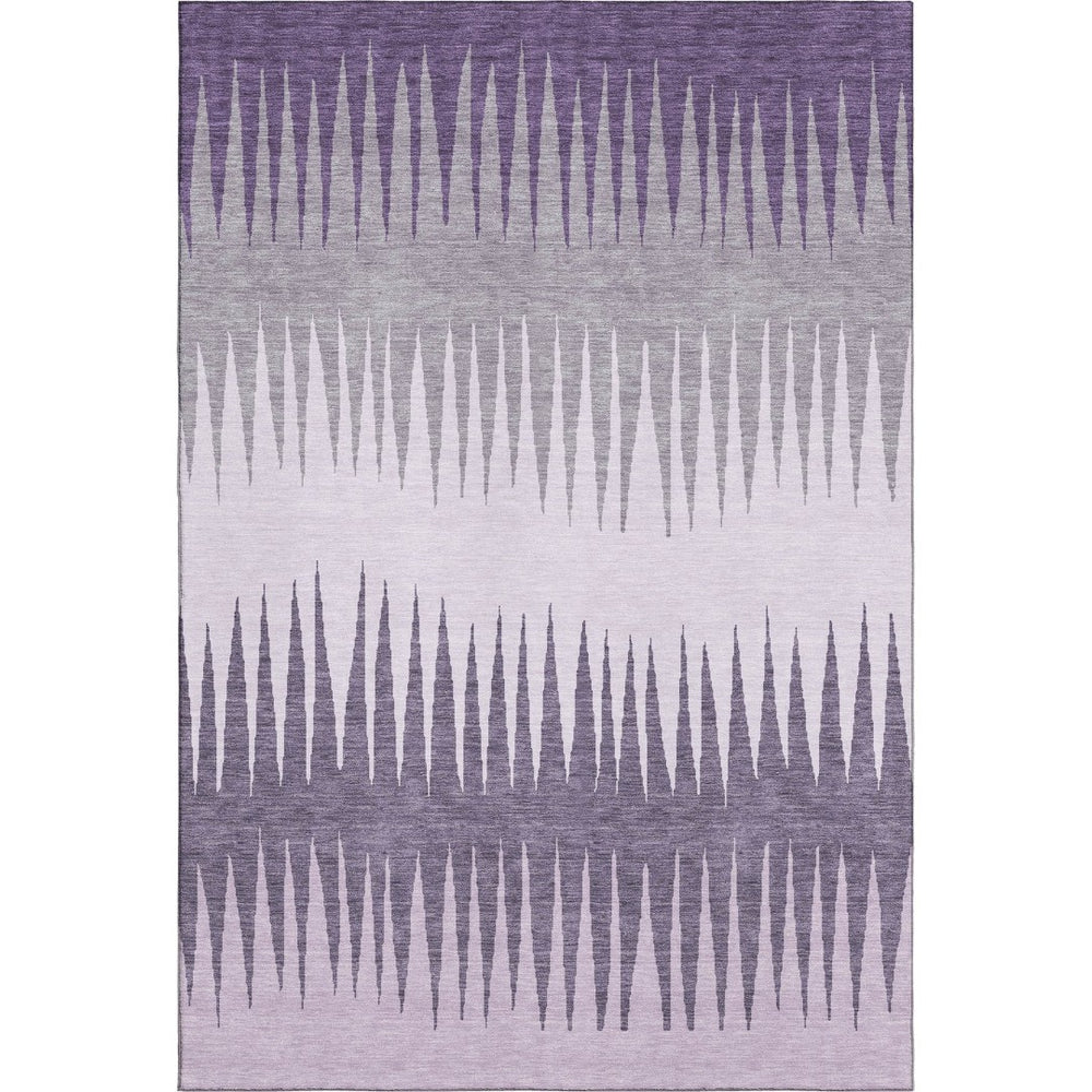 HomeRoots 9' X 12' Striped Area Rug in Purple, Gray & Lavender - Washable, UV-Protected, Stain-Resistant Design! 670422