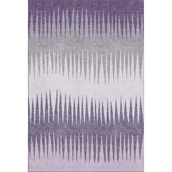 HomeRoots 10' Striped Washable Area Rug in Purple, Gray & Lavender - UV Protected, Stain Resistant & Stylish! 670423