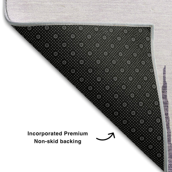 HomeRoots 10' Striped Washable Area Rug in Purple, Gray & Lavender - UV Protected, Stain Resistant & Stylish! 670423