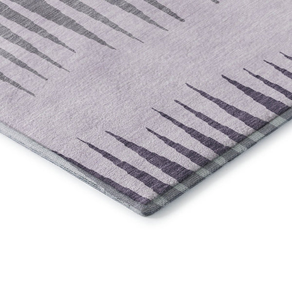 HomeRoots 10' Striped Washable Area Rug in Purple, Gray & Lavender - UV Protected, Stain Resistant & Stylish! 670423