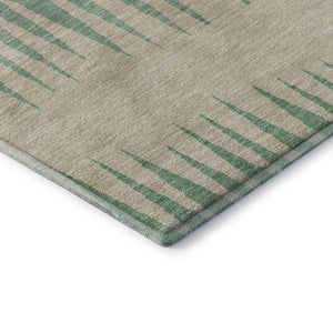 HomeRoots 9' X 12' Sage Beige & Silver Striped Washable Area Rug - UV Protected, Stain Resistant & Durable Design 670428