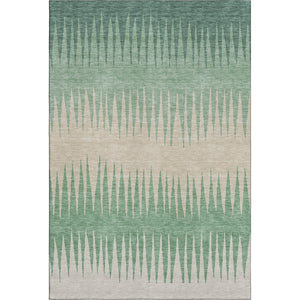 HomeRoots 10' Sage Beige & Silver Striped Washable Area Rug – UV Protected, Durable, Easy Care for Any Space! 670429