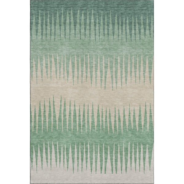 HomeRoots 10' Sage Beige & Silver Striped Washable Area Rug – UV Protected, Durable, Easy Care for Any Space! 670429