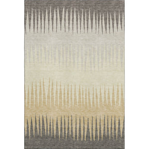 HomeRoots 5' X 8' Taupe Gold Beige Striped Area Rug - Washable, UV-Protected, Kid & Pet Friendly Design! 670437
