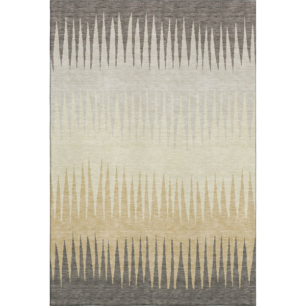 HomeRoots 5' X 8' Taupe Gold Beige Striped Area Rug - Washable, UV-Protected, Kid & Pet Friendly Design! 670437