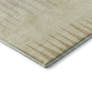 HomeRoots 5' X 8' Taupe Gold Beige Striped Area Rug - Washable, UV-Protected, Kid & Pet Friendly Design! 670437
