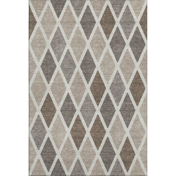 HomeRoots 5' X 8' Washable Geometric Area Rug - Durable Polyester, Stain Resistant, UV Protected & Stylish! 670449