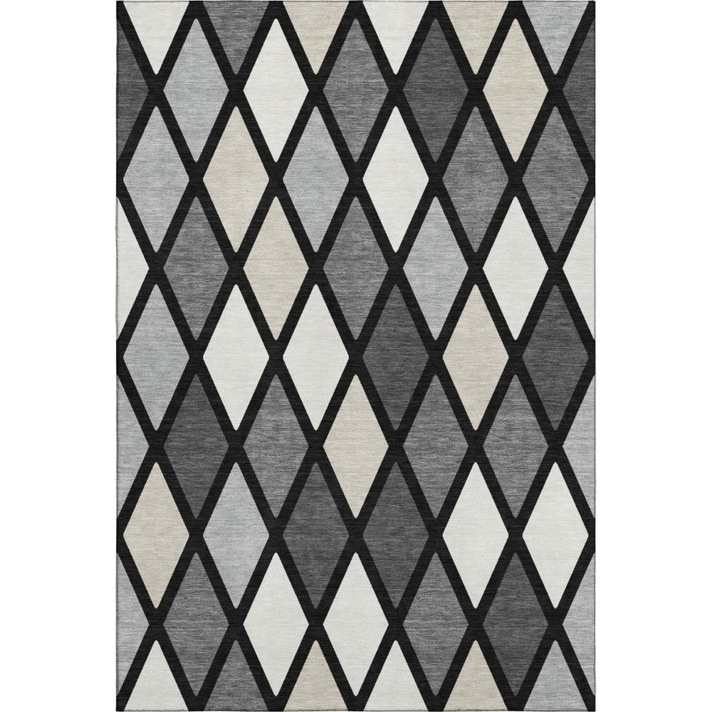 HomeRoots 10' Geometric Washable Area Rug in Black, Ivory & Gray – UV Protected, Durable & Easy-Care Design 670459