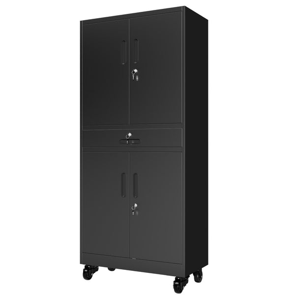 English Elm Metal Rolling Garage Cabinet with Pegboard Door Drawer Locking Storage and Adjustable Shelves T2398P465998
