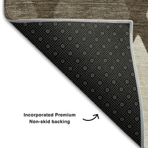 HomeRoots 9' X 12' Washable Geometric Area Rug in Brown, Beige & Gold – Durable, UV-Protected & Stylish Decor 670464