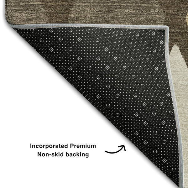 HomeRoots 9' X 12' Washable Geometric Area Rug in Brown, Beige & Gold – Durable, UV-Protected & Stylish Decor 670464