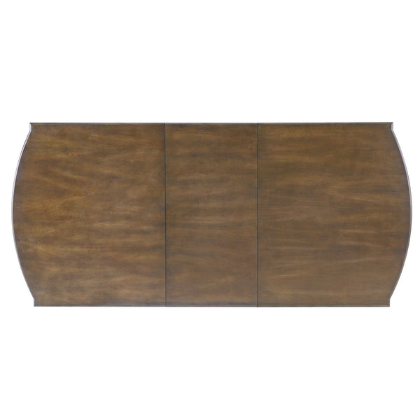 English Elm 60"-78" Extendable Dining Table with Removable Leaf, Solid Wood Farmhouse Kitchen Table for 4-8 Guests, Durable Finish and Easy Care Guidance Brown N752P271802D