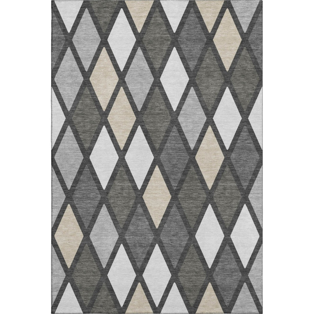 HomeRoots 10' Geometric Washable Area Rug in Gray, Silver & Tan - UV Protected, Stain Resistant & Durable! 670477