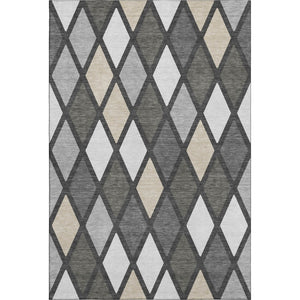 HomeRoots 10' Geometric Washable Area Rug in Gray, Silver & Tan - UV Protected, Stain Resistant & Durable! 670477