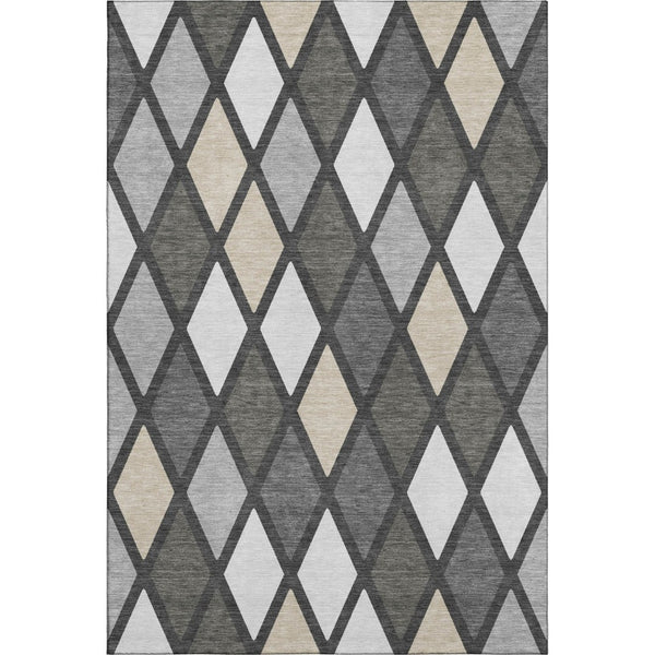 HomeRoots 10' Geometric Washable Area Rug in Gray, Silver & Tan - UV Protected, Stain Resistant & Durable! 670477
