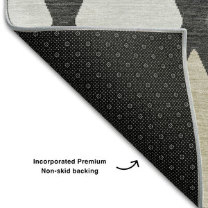 HomeRoots 10' Geometric Washable Area Rug in Gray, Silver & Tan - UV Protected, Stain Resistant & Durable! 670477