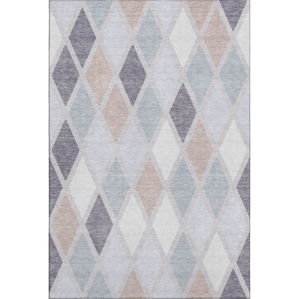 HomeRoots 8' X 10' Stylish Lavender Gray and Ivory Geometric Washable Area Rug with UV Protection & Durability 670481