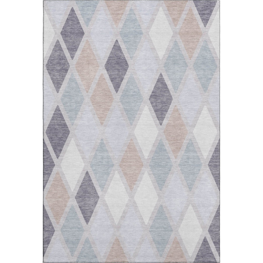HomeRoots 9' X 12' Stylish Lavender Gray Geometric Area Rug – UV Protected, Washable, Stain Resistant Design 670482