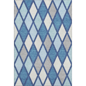 HomeRoots 8' X 10' Stylish Navy Blue & Ivory Geometric Washable Area Rug with UV Protection for Family Spaces 670487
