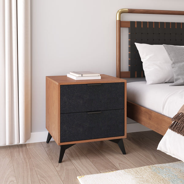 Zuo Modern Zarif Nightstand: Modern Black & Walnut Design With Sleek Finish For Contemporary Hospitality Spaces Black 100% Polyester,Mdf,Steel 110654-zuo-modern