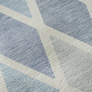 HomeRoots 5' X 8' Modern Sky Blue and Ivory Geometric Area Rug - Washable, UV Protected, Kid & Pet Friendly! 670503