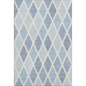 HomeRoots 8' X 10' Sky Blue & Ivory Geometric Area Rug - Washable, UV Protected, Modern Design for Every Home 670505