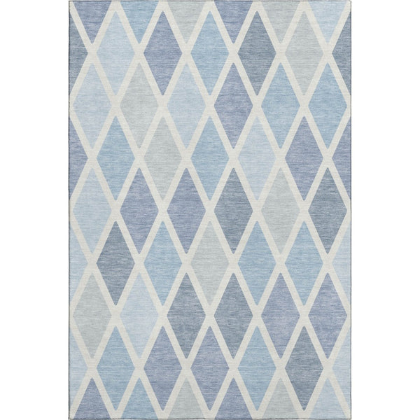 HomeRoots 8' X 10' Sky Blue & Ivory Geometric Area Rug - Washable, UV Protected, Modern Design for Every Home 670505