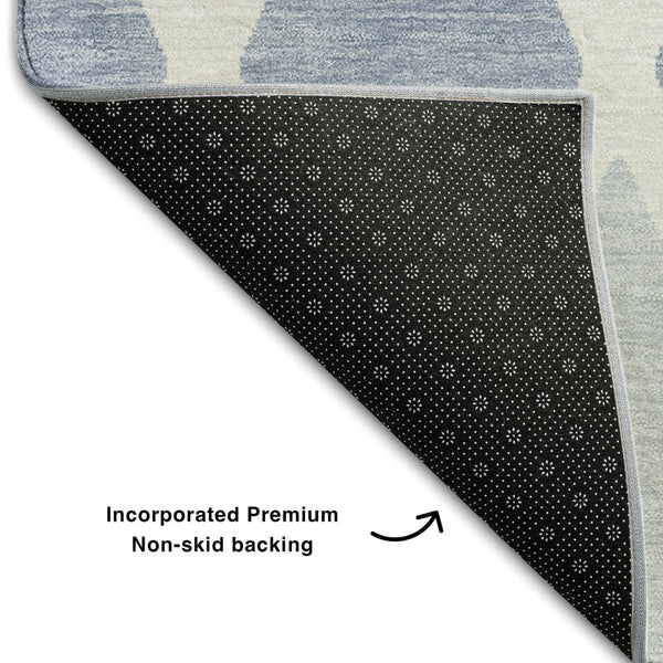 HomeRoots 8' X 10' Sky Blue & Ivory Geometric Area Rug - Washable, UV Protected, Modern Design for Every Home 670505