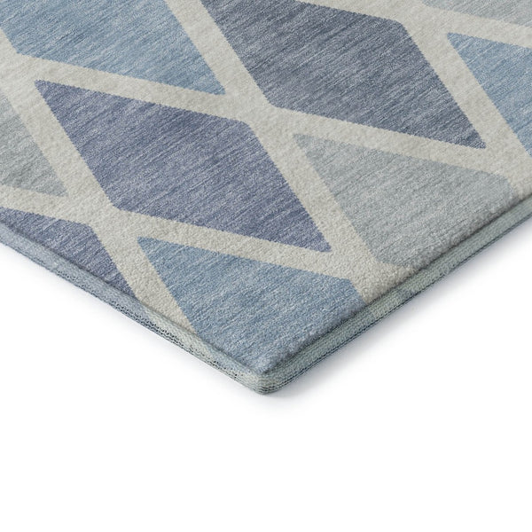 HomeRoots 8' X 10' Sky Blue & Ivory Geometric Area Rug - Washable, UV Protected, Modern Design for Every Home 670505
