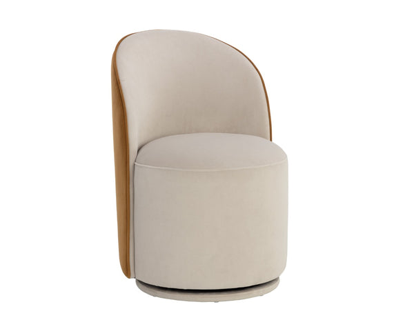 Sunpan CAVOLI Swivel Dining Chair - Modern Elegance in Effie Linen with Smooth Swivel Base for Comfort Taupe 109915V