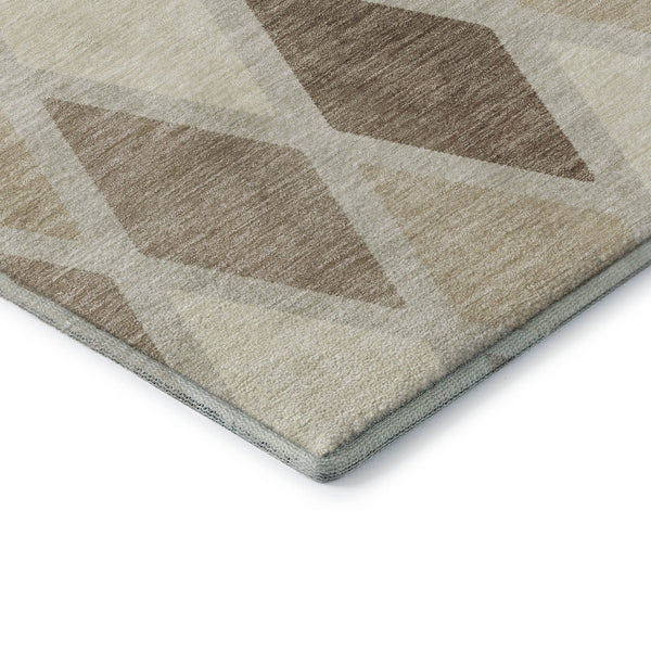 HomeRoots 8' X 10' Taupe Beige & Ivory Geometric Area Rug - Washable, Stain Resistant, UV Protected for Homes 670511