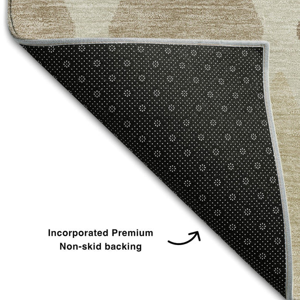 HomeRoots 10' X 14' Taupe Beige & Ivory Geometric Area Rug - Durable, Washable, Stain-Resistant, UV-Protected! 670513