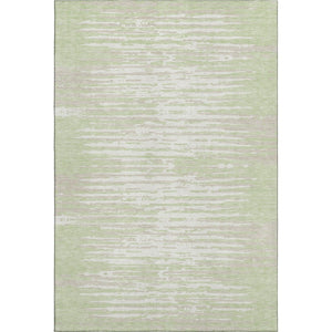 HomeRoots 5' X 8' Artichoke Green & Ivory Striped Washable Area Rug – Durable, UV-Protected & Stylish for Homes 670521