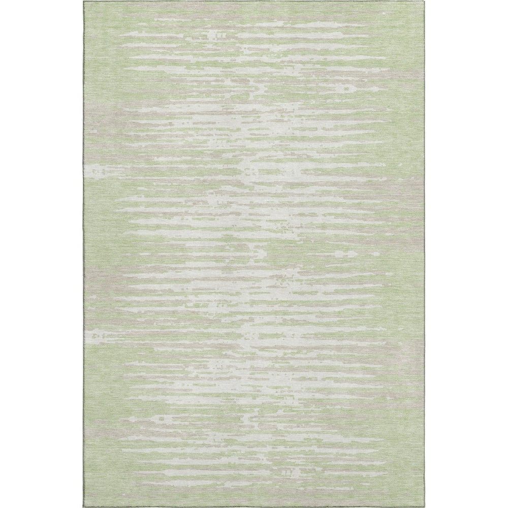 HomeRoots 8' X 10' Artichoke Green Striped Area Rug – Washable, UV-Protected, Durable, Family-Friendly Design 670523