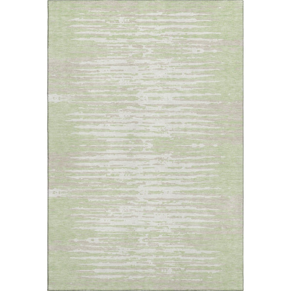 HomeRoots 8' X 10' Artichoke Green Striped Area Rug – Washable, UV-Protected, Durable, Family-Friendly Design 670523