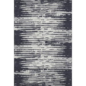 HomeRoots 5' X 8' Black and Ivory Striped Area Rug – Washable, UV Protected, Durable, and Stylish for Homes 670527