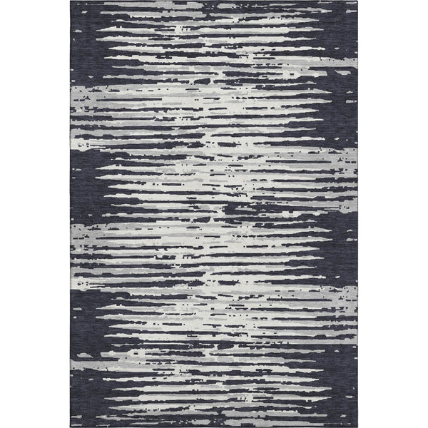 HomeRoots 10' X 14' Black And Ivory Striped Washable Area Rug - Durable, Stylish, UV-Protected for High-Traffic Homes 670531