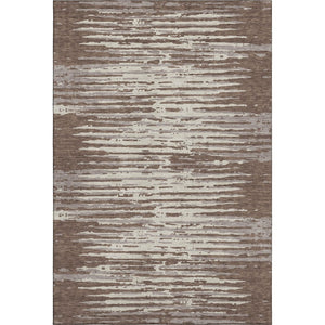 HomeRoots 9' X 12' Brown and Ivory Striped Washable Area Rug - UV Protected, Stain Resistant, Durable Design 670536