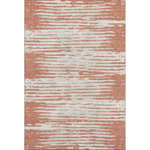 HomeRoots 10' Coral and Ivory Striped Washable Area Rug - UV Protected, Durable, Stain Resistant Design! 670543