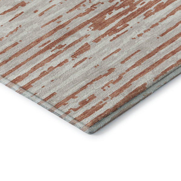 HomeRoots 10' Coral and Ivory Striped Washable Area Rug - UV Protected, Durable, Stain Resistant Design! 670543