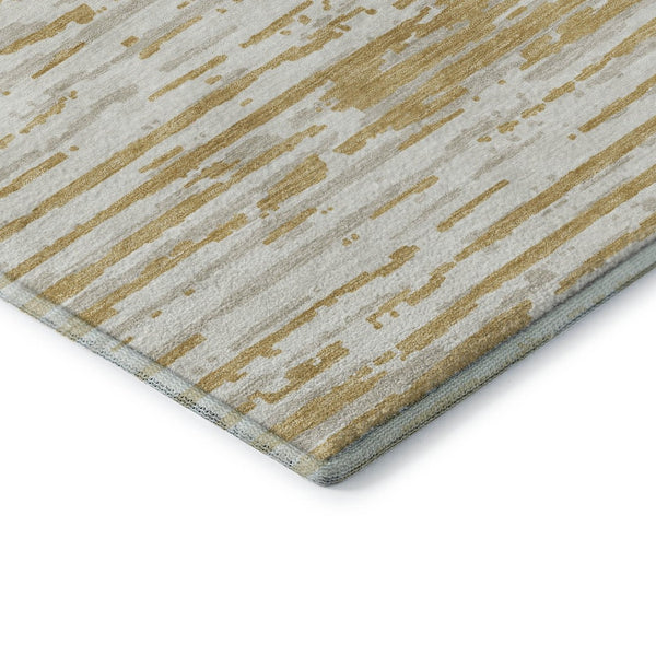HomeRoots 10' Gold and Ivory Striped Washable Area Rug - UV Protected, Durable, Stylish & Easy-Care Design 670549